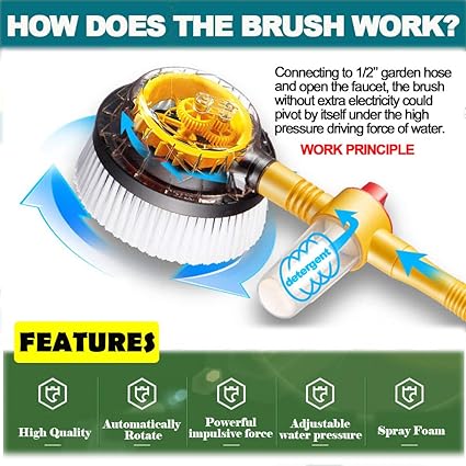 Car Wash Brush, Car Cleaning Kit, 360° Spin Car Mop